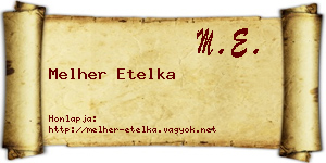 Melher Etelka névjegykártya